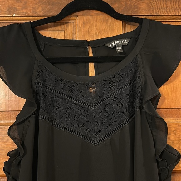 Express Black Ruffle Blouse - Picture 2 of 4